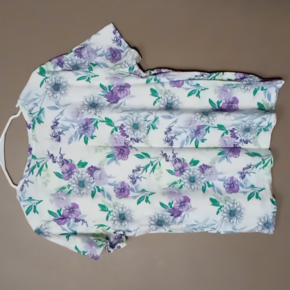 Laura Scott Purple Flowered Tee Size XL - Picture 2 of 5